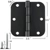 30 Pack Rounded Matte Black Door Hinges 3.5 Inch 5/8" Radius Interior 3 1/2 I...