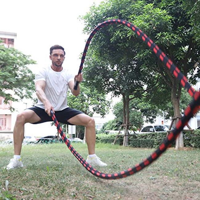 Just.smile Battle Ropes,Ropes for Working Out, Battle Rope for Home Gym  with Cover, Steel Anchor & Strap Included, Heavy Ropes for Exercise  Training 