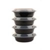 32oz Black Disposable Plastic Round Microwavable Food Container With Lids 50pcs
