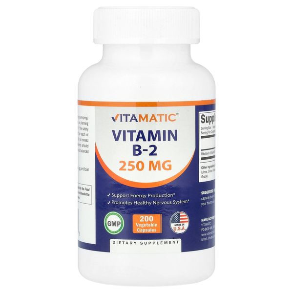 Vitamin B-2, 250 mg , 200 Vegetable Capsules