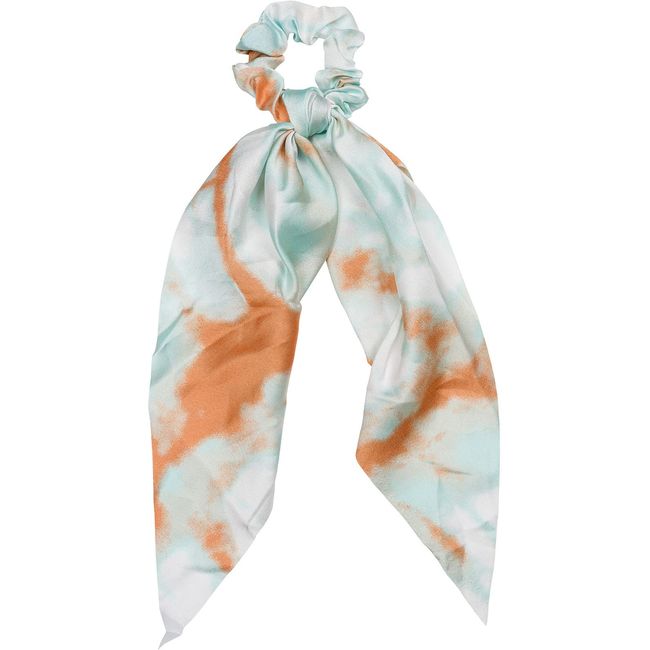 styleBREAKER Damen Haargummi Bunter Batik Farbverlauf mit Schleife, elastisch, Scrunchie, Zopfgummi, Haarband 04027043, Farbe:Türkis-Orange