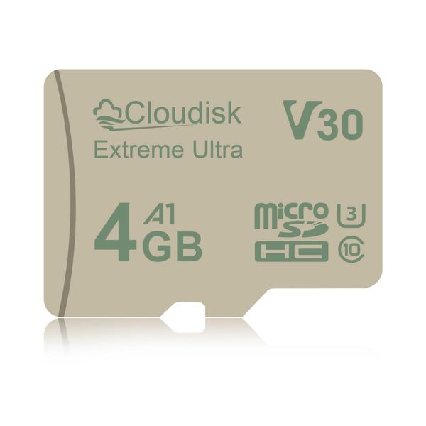 Cloudisk Micro SD Card 4GB U3 V30 Extreme Ultra MicroSDHC C10 A1 UHS-I for Camera, DVR, Tablet PC and Cell Phone (4GB U3)