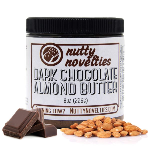 Nutty Novelties Dark Chocolate Almond Butter - High Protein, Sweet Almond Butter - All-Natural, Dark Chocolate Almond Butter Free of Cholesterol & Preservatives - Vegan Almond Butter - 8 Ounces