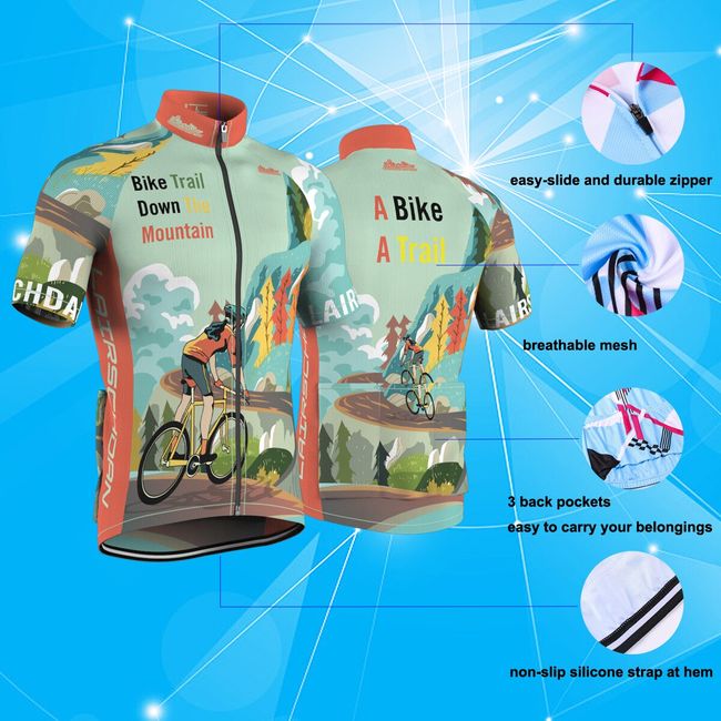 Men's Cycling Bike Jersey Short Sleeve with 3 Rear Pockets Bicycle