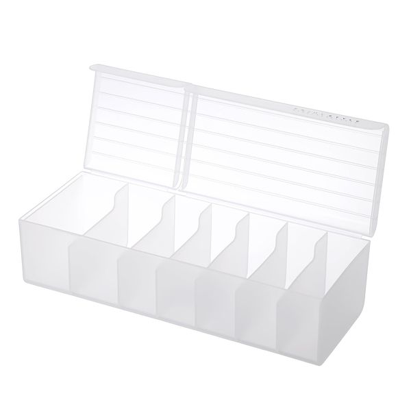 BSTKEY Plastic Card Divider Box Trading Card Storage Box with Lid, High Capactiy Playing Card Organizer Sports Game Card Box Case (White)