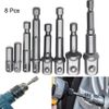 9 Pcs Socket Adapter Impact Hex Shank Drill Bits Set 1/4" 3/8" 1/2" Right Angle