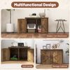 Cat Litter Box Enclosure w/ Double Barn Doors Removable Divider Middle Entry