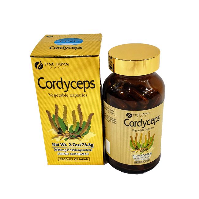 FINE JAPAN Cordyceps Capsules - 120 Count for Optimal Health, Energy & Immune Support