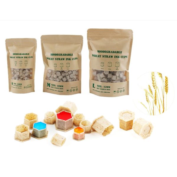 Biodegradable Tattoo Ink Cups Flat Base ECO-Friendly Disposable Spliced Pigment Caps (medium)