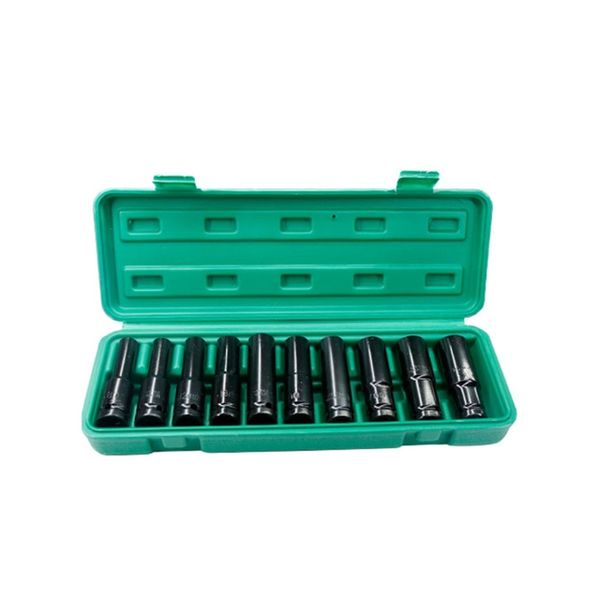 Cost Impact Impact Socket Set 12 Inch Drive 10 Pieces Deep Metric Size 8-19mm Carbon Steel Storage Box, 10 Pieces 8-19mm