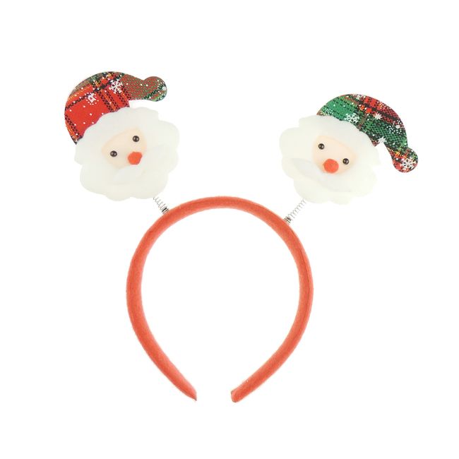 Unisex Womens Mens Festive Christmas Nativity Costume Outfit Party Headband Hair Hoop Alice Band Hairband Deeley Deely Springs Bopper Plush Santa Claus Father Xmas Tartan Plaid Hat (Santa Hat)