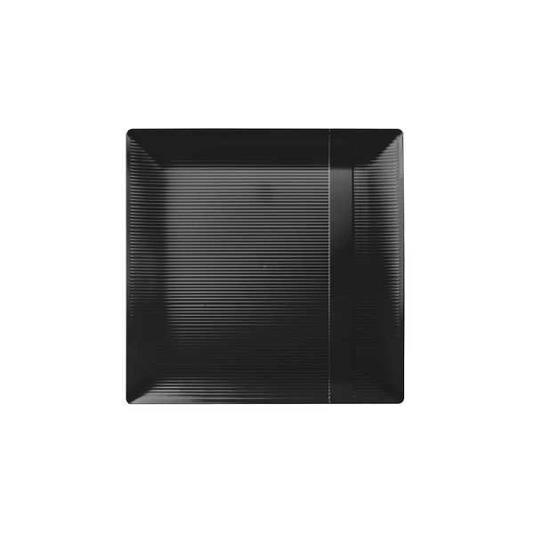 Exquisite Disposable-Black-Plastic-Plates-Square Linear (40 Pack) Wedding Dinner Fancy Tableware Dishes (7.5 Inch., Black) Single Size Set