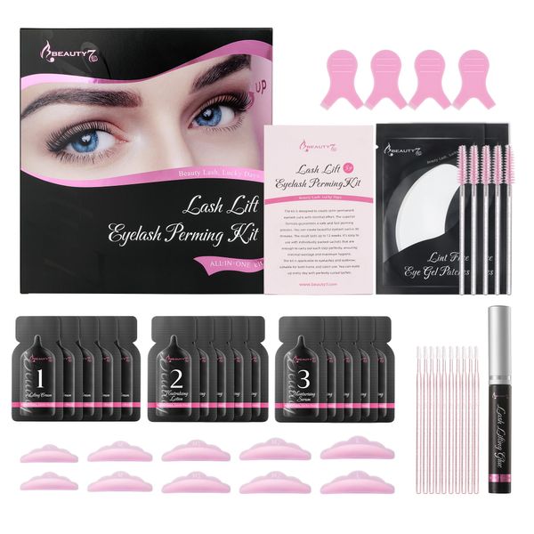 Beauty7 Kit Ciglia Rialzo Utilizzare 5 volte, Professionale Semipermanente per Ciglia e Sopracciglia, Lash Lift Kit Eyelash Perming Ciglia Curling Perming Set