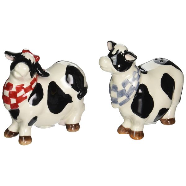 Appletree Design Barn Yard Cow Salt and Pepper Set, 3-1/4-Inch, 3-1/2-Inch