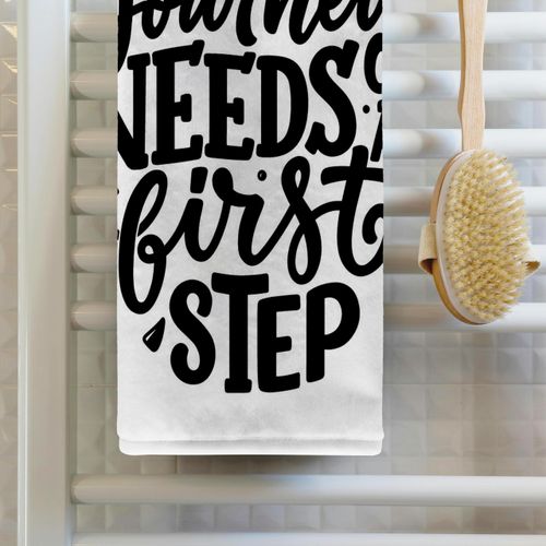 3dRose 15x22 Hand Towel - Every Journey Needs A First Step Mental Health Motivational Quotes Rosette - Mental Health Awareness