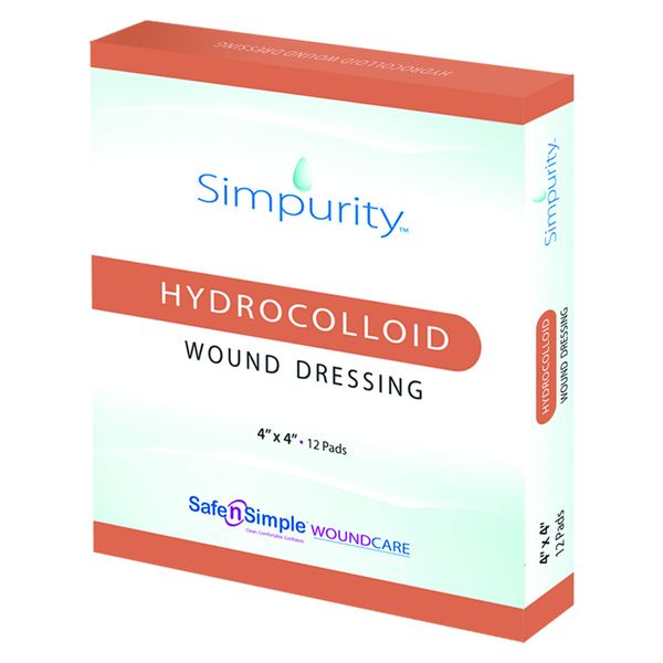 Simpurity Hydrocolloid Wound Dressing, 4" x 4", Box of 12 – Wound Care Dressing