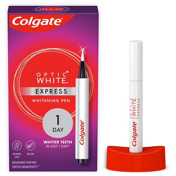 Colgate Optic White Express Teeth Whitening Pen with 35 Treatments, Enamel Safe, Designed for No Tooth Sensitivity, 0.08 oz