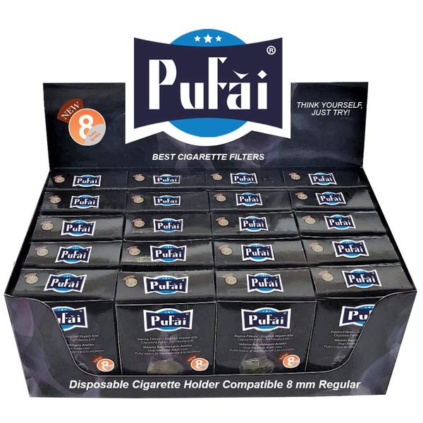 Pufai Disposable Cigarette Holder Filters Regular Size Tar Block Filter 8mm 600 Pieces 20 Dark Boxes