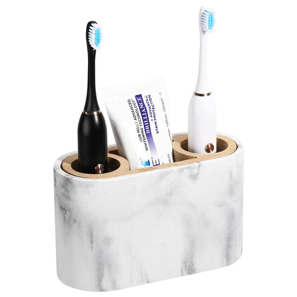 Shinowa Toothbrush Holder,Premium Toothbrush Organizer,Bathroom Storage Organizer for Electric Toothbrush, Toothpaste, Razor, Comb, Gravel White