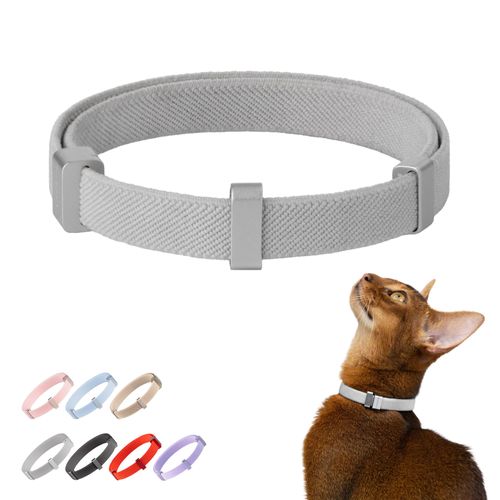 Safety Cat Collar Pro - U.S. IDA Gold Awarding Design, Elastic Quick Release Cat Collar with Buckle Non Breakaway - Lightweight for Kitten All Small Large Cats (Glacier Silver, S 5.9-11.8")