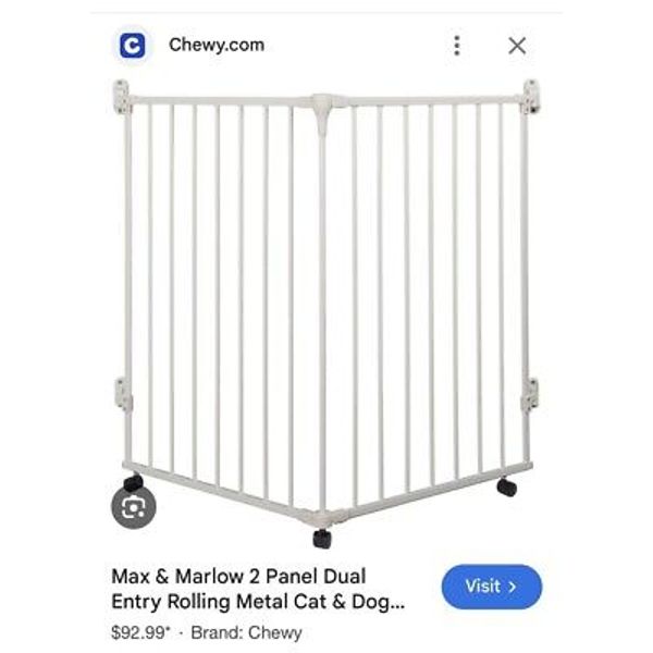 Max and Marlow*37”x47”*Rolling Pet Gate*2-panel*New in Box*WHITE!*instructions