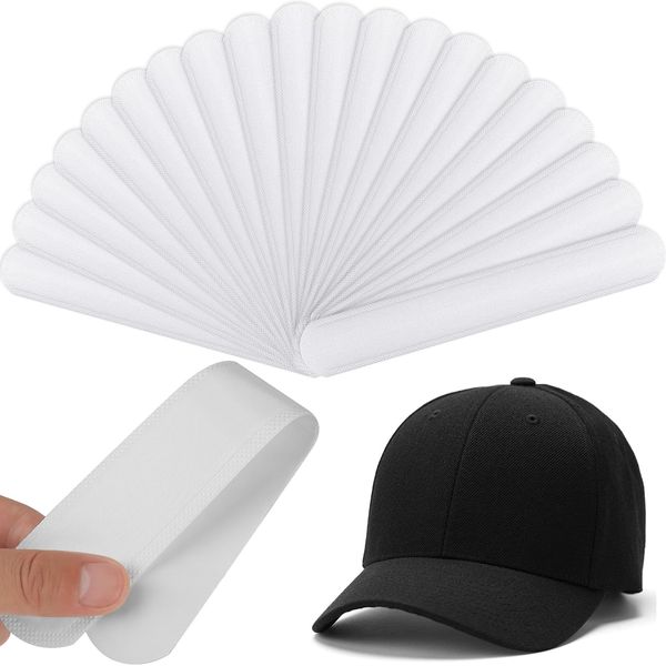 FINGOOO Sweat Pad Hat Cap 40 Sheets Stain Prevention Fade Tape Hat Liner Sweat Absorption Odor Resistant Sweat Stain Protection Fragrance Free Disposable (White)