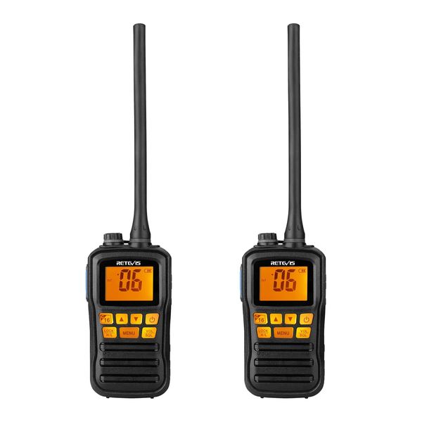 Retevis RM01 Ship to Shore Radio Handheld,Marine Walkie Talkies Waterproof,USB Charging,Floating,NOAA Weather Alert,Marine Two-Way Radios(2 Pack)