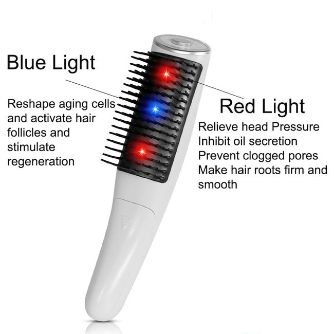 Electric Red Blue Light Hair Anti-Loss Massage Therapy Hair Growth  Hairbrush.