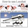 JISRKP Right Angle Drill Attachment, 105° Rotatable, 360° Adaptor with Multi-Function Screwdriver Bits (Short+Long+10 Bits), Variable Angle, 1V, Drill Attachment
