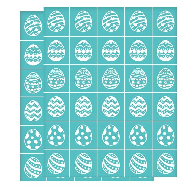 INFUNLY 2PCS Easter Egg Silk Screen Stencils 8.5x11" Spring Theme Self-Adhesive Silk Screen Printing Template Reusable Mesh Transfers Easter Decorations for DIY Painting on Wood Chalkboard Home Decor