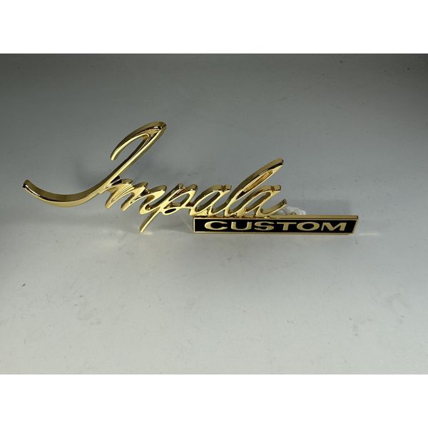 1971-1976 Impala Custom Script Emblem Coupe Rear Sail Panel Badge 24K Plated