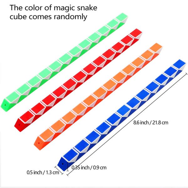 SONEER 12 Pack 24 Blocks Magic Snake Cube,Mini snake Speed Cube, Twist Puzzle Toys for Kids Intelligence Development,Party Bag Fillers, Party Favours(Random Color)