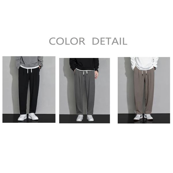 foveitaa Men's Trousers, Long Pants, Relaxed Pants, Wide Pants, Gaucho Pants, For Spring & Autumn, Sweatpants, Unisex, Elastic Waist, Jogger Pants, Popular, Plain Bottoms, #1332: Coffee