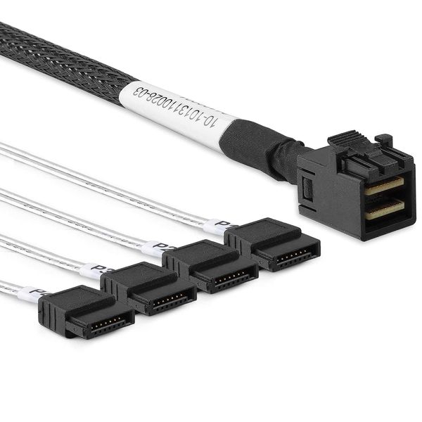 10Gtek Mini SAS 6G Internal HD SFF-8643 to 4X SATA 7pin Hard Disk Data Server Raid Cable, 0.5 Meter
