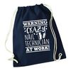 Flox Creative Navy Drawstring Bag Crazy Nail Technician at Work