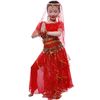Astage Girls' Short-Sleeved Belly Dance Costume All Ornaments, red