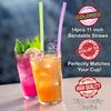 Bendable Straws - 11 inch Long Colored Flexible Straws - Bendy Drinking Straw Reusable - 14 Pack