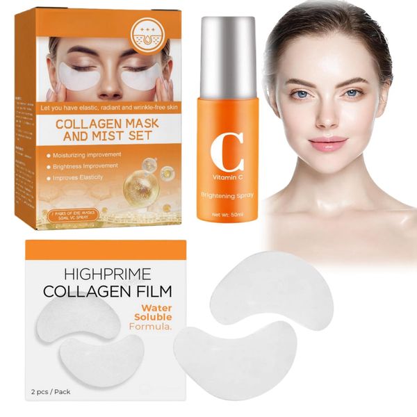 Highprime Collagen Film & Mist Kit,High Prime Collagen Film,Korea Highprime Collagen Soluble Film, Highprime Collagen Film Water Soluble Formula for Tightens the Face(50ml+1pcs)