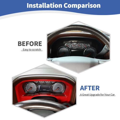 RT-TCZ for Chevy Silverado Dashboard Cluster Instrument Trim Cover Red for Chevrolet Silverado GMC Sierra 2014-2017 Red Interior Accessories