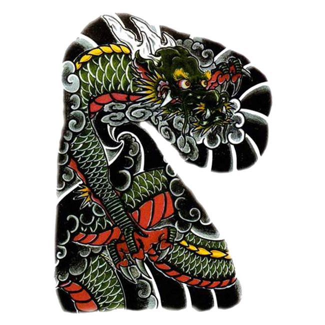 THE FANTASY Dragon Dragon Dragon Tattoo Stickers, Large A4, 6 Types - mqc18l