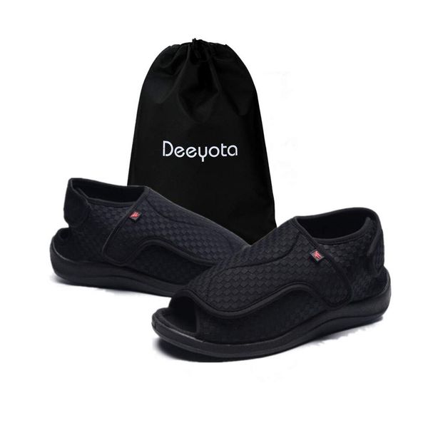 DEEYOTA Nursing Shoes Wool Men's Lightweight Rehabilitation Shoes Slip On Walking Shoes for Elderly People Diabetic Shoes Lightweight Breathable Black 29.0 cm