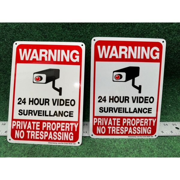 Private Property No Trespassing Sign, Video Surveillance Signs Outdoor 2 Pack