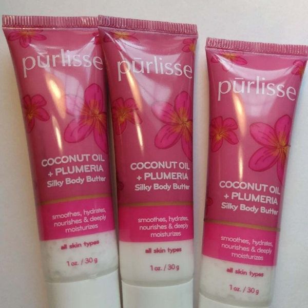 Lot of 3 PURLISSE BEAUTY Coconut Oil + Plumeria Silky Body Butter 1oz/30g each