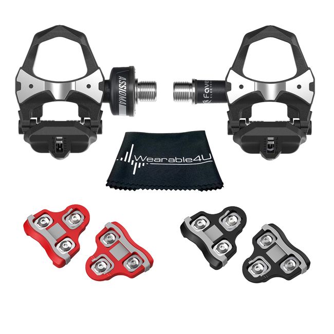 Favero Assioma Uno Pedal Based Cycling Power Meter with Extra Cleats and Wearable4U Cleaning Cloth Bundle