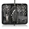 Professional Hair Cutting Case Barber Salon Shears and Combs in Silver Glitter Squares Design