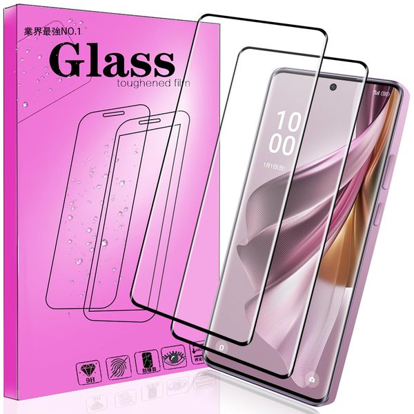 [2 Glass Film] Compatible with OPPO Reno10 Pro 5G Curved Black Edge Glass Film for OPPO Reno10 Pro 5G Tempered Glass Screen Protector Film 9H Hardness Anti-Fingerprint Bubble Anti-Scratch PCduoduo