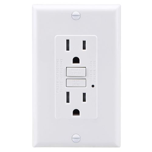 Baomain 15 Amp Blank Face GFCI with Wallplate Self-Test Indoor Receptacle with Indicator Light, UL Listed 1PCS