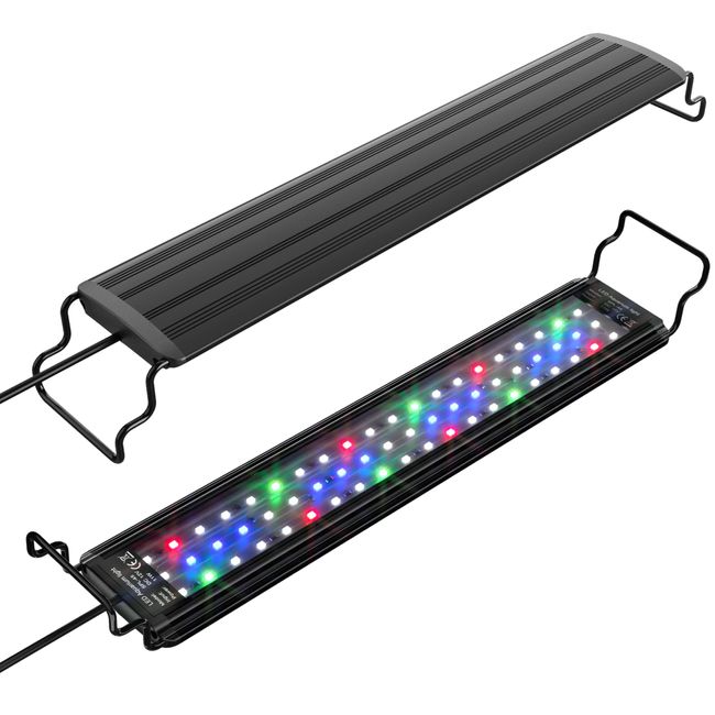 Aquarium Light, LED Light, Aquarium Light, Waterproof, Timer, Aquatic Plants, Tropical Fish, Ornamental Fish, Breeding, 3 Lighting Modes, 10 Brightness Adjustment, Compatible with 17.7 - 23.6 in (45 - 60 cm) Aquariums