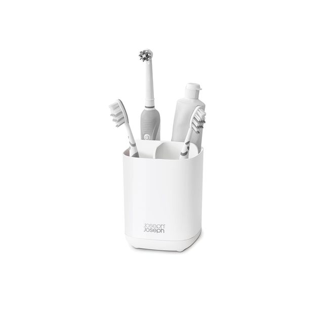 Joseph Joseph Easy-Store - Compact Toothbrush Holder Caddy Bathroom Storage- White