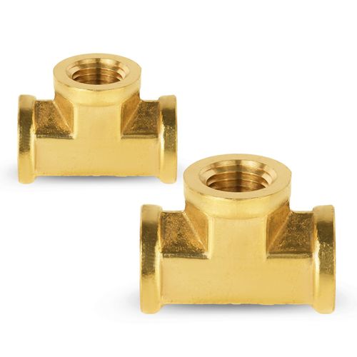 2-PCs HeSun Brass Pipe Fitting, 1/4" x 1/4" x 1/4" NPT Female Thread Tee